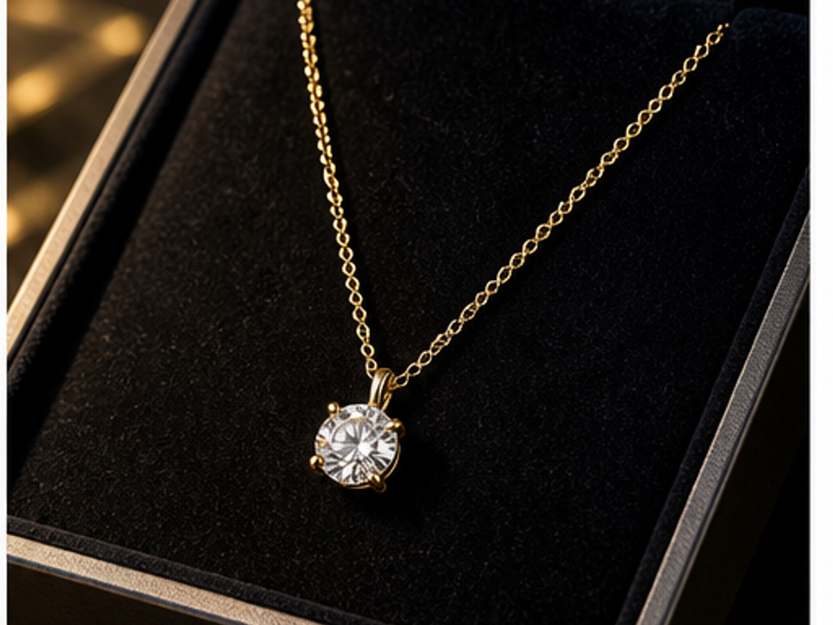 AI jewelry product photography sample image: Necklace velvet tray