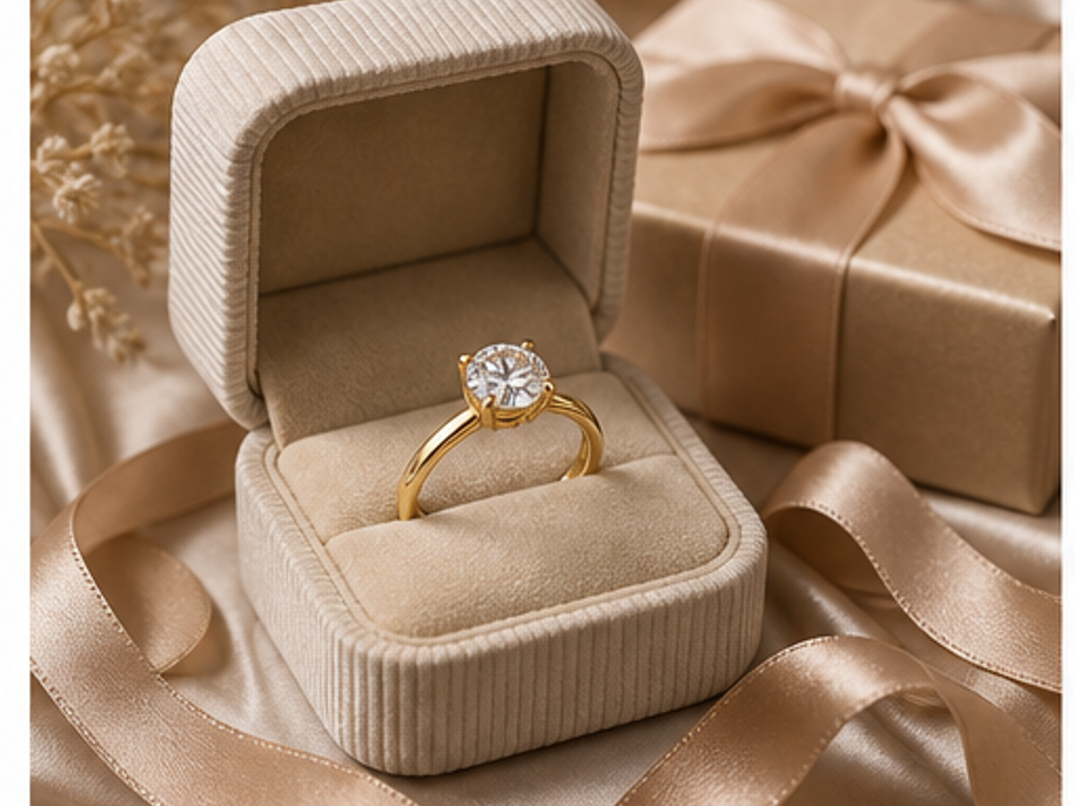 AI jewelry product photography sample image: Gift box hero