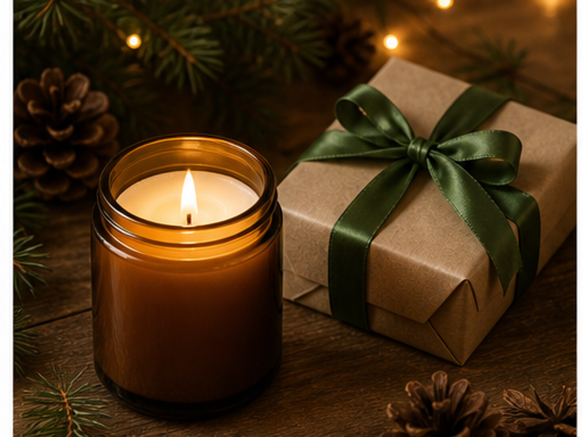 AI product background generator sample image: Holiday shelf