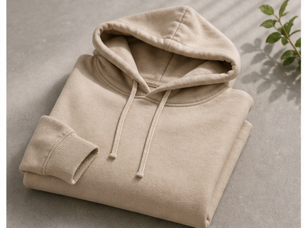 AI product photography for clothing sample image: Folded hoodie