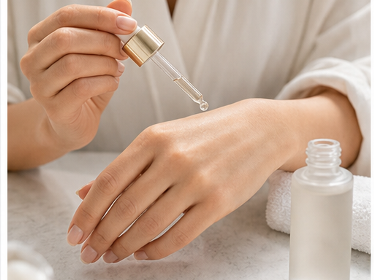 AI product photography with models sample image: Skincare hand shot