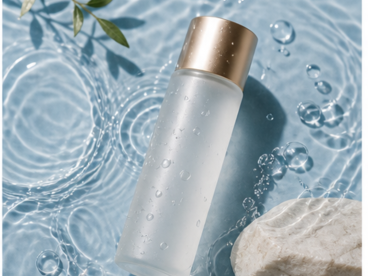 AI skincare product photography sample image: Water texture scene
