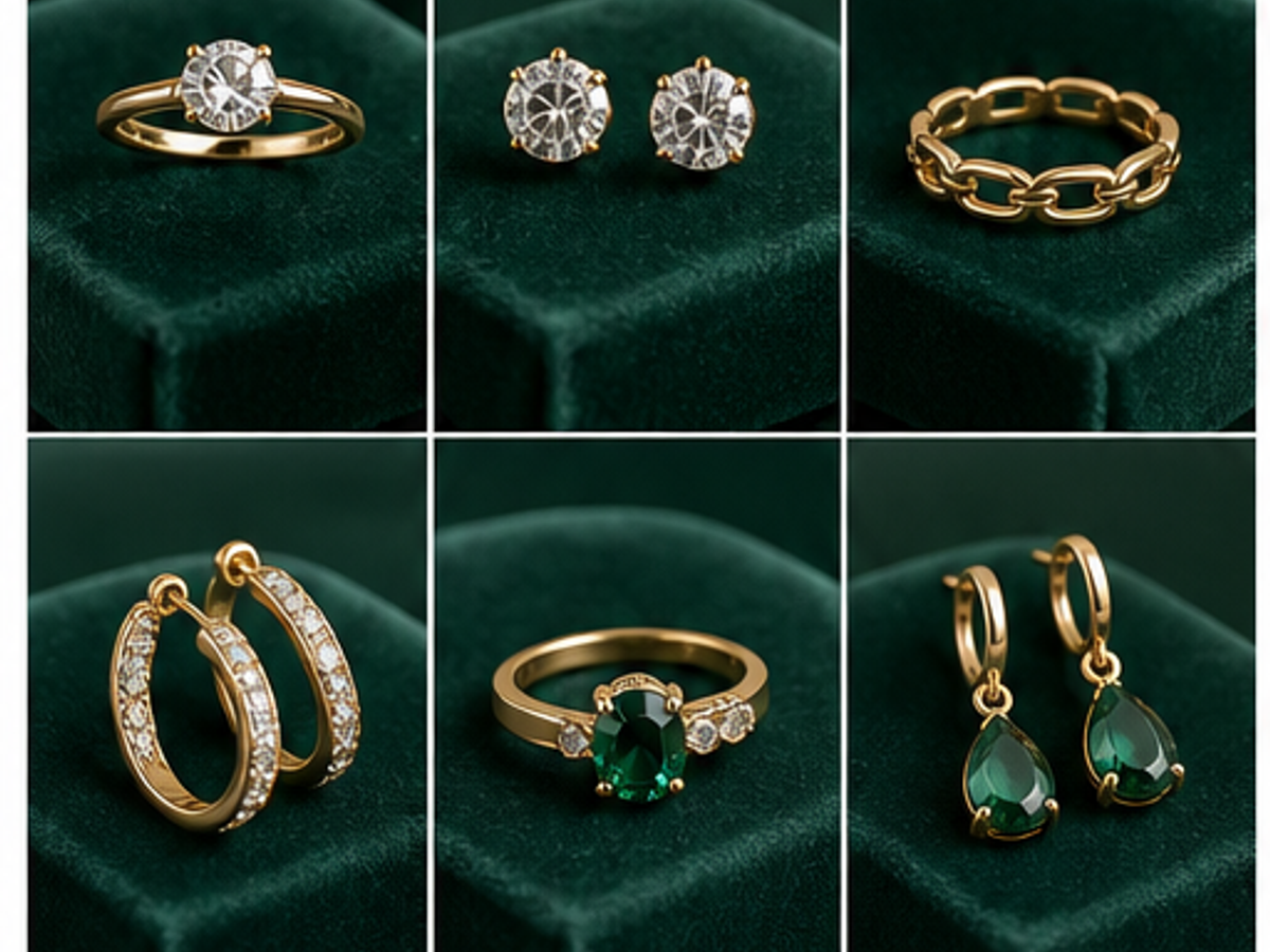 batch AI product photo generator sample image: Consistent jewelry grid